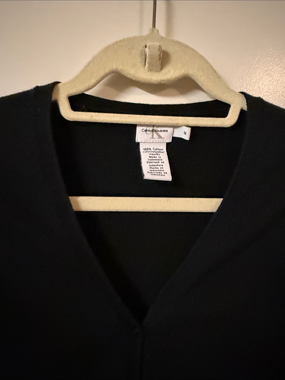 Calvin Klein Women's Black V-Neck Button Cardigan Sweater - Picture 4 of 5